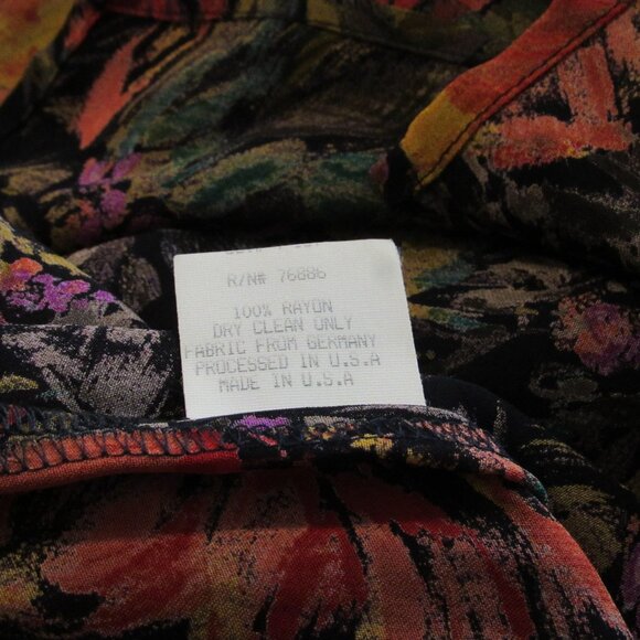 Vtg Platinum Dorothy Schoelen Sheer Floral Animal Print Button Front Tunic sz S - Picture 4 of 4